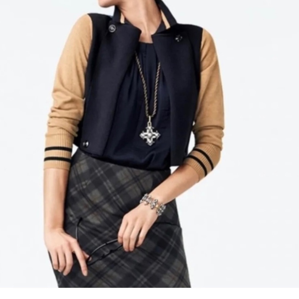 Cabi Turnback color block cardigan